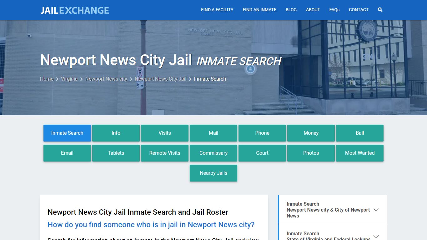 Newport News City Jail Inmate Search - Jail Exchange